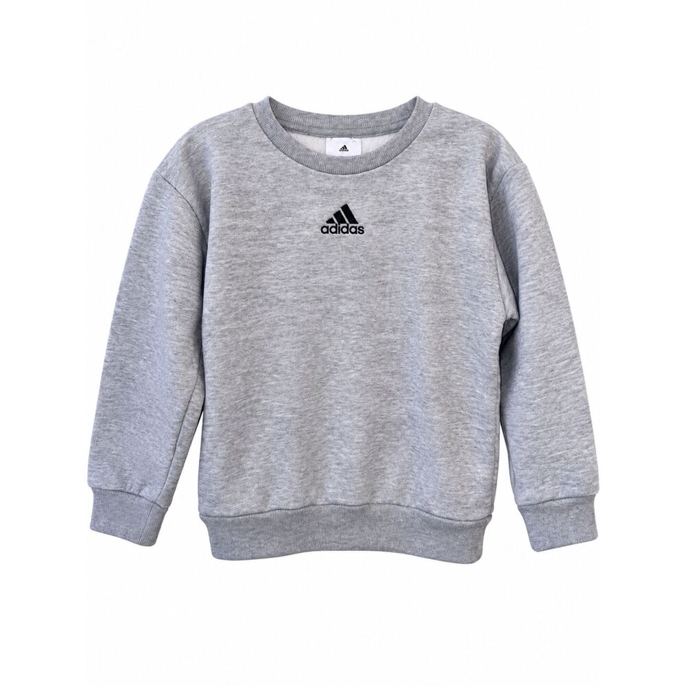 Adidas Kids Size 5 Gray Crewneck Sweatshirt Black Logo Pullover